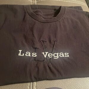 Las Vegas black T-shirt. Embroidered. GUC. No tag. XS/S women’s